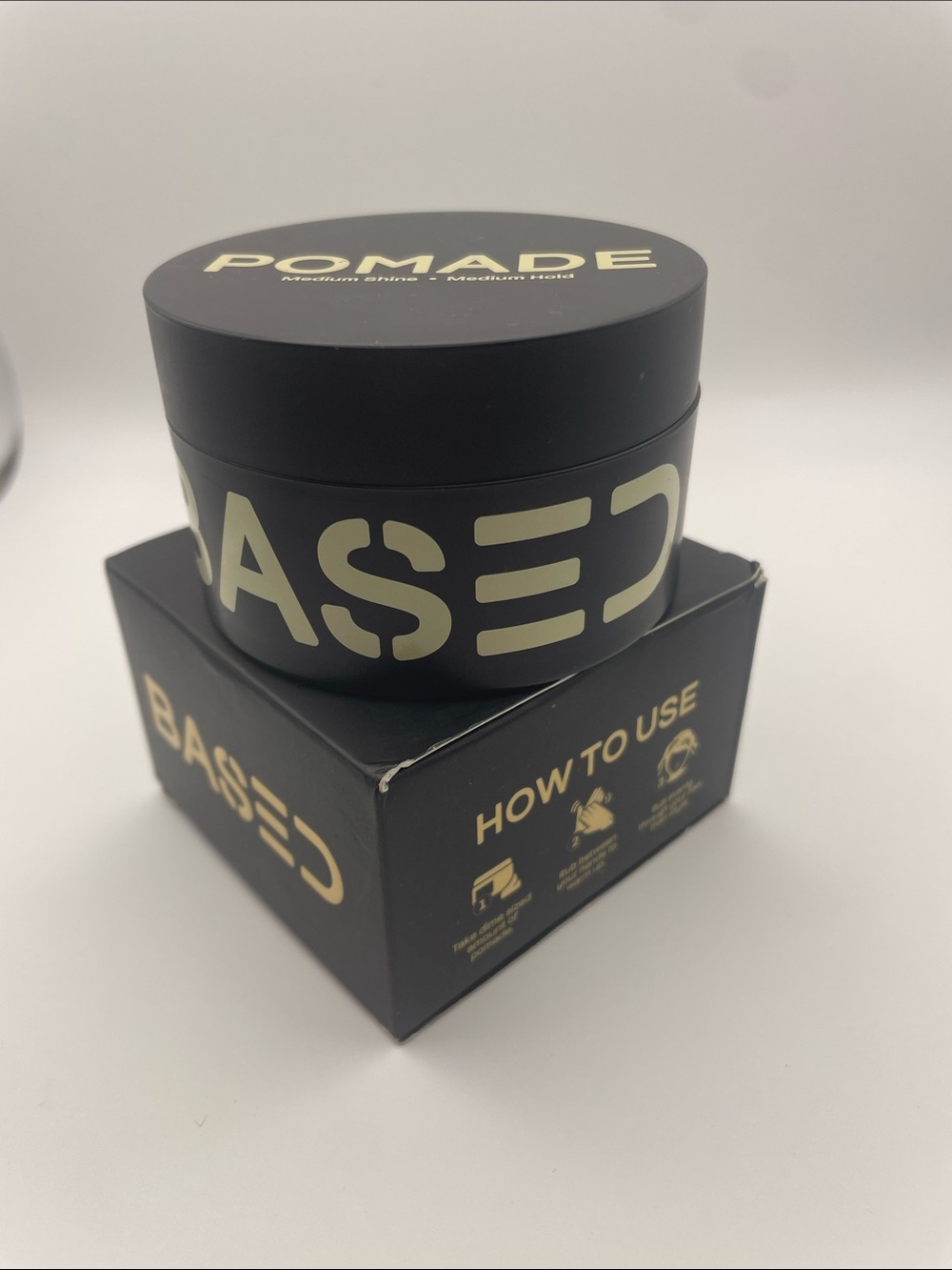 Based Pomade Hair Styling Paste in Black and Cream